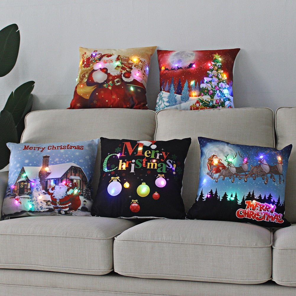 (🌲 Christmas sale now 😍)Cushion Cover  Led Light Christmas Decorations