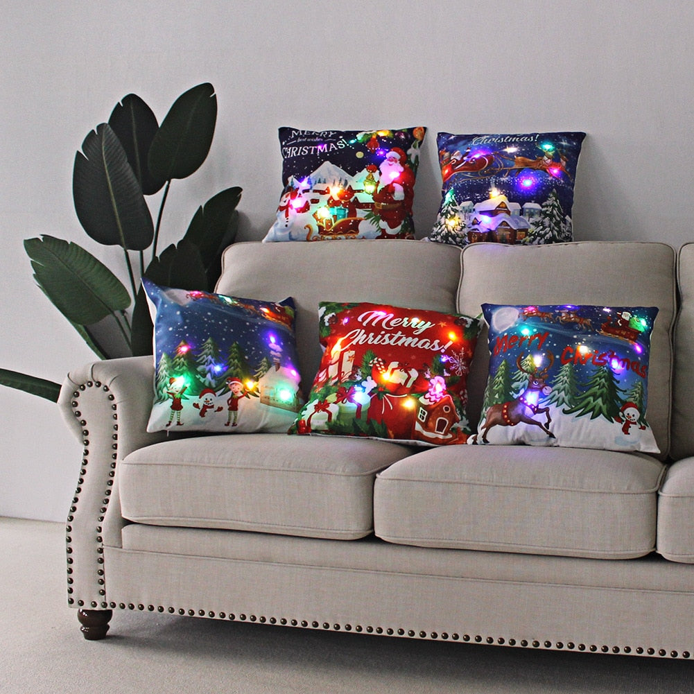 (🌲 Christmas sale now 😍)Cushion Cover  Led Light Christmas Decorations