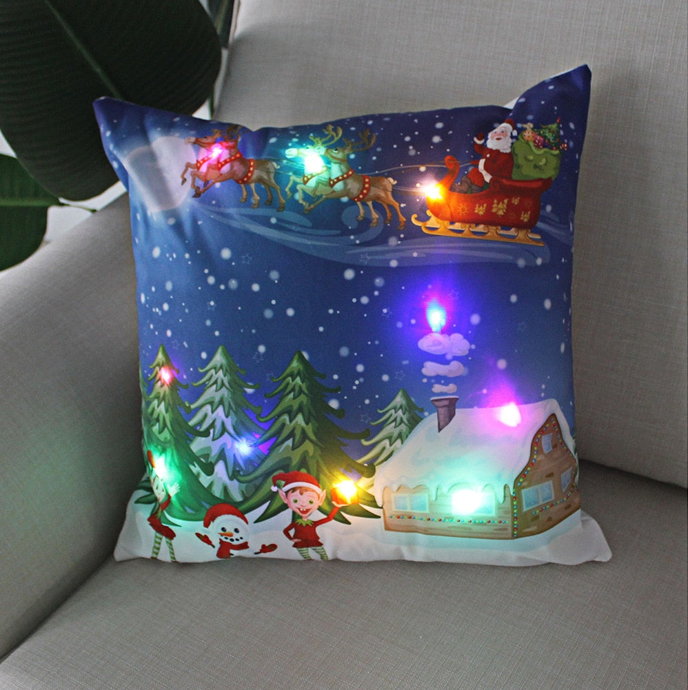 (🌲 Christmas sale now 😍)Cushion Cover  Led Light Christmas Decorations