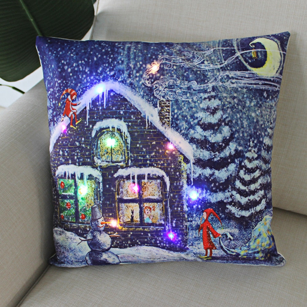 (🌲 Christmas sale now 😍)Cushion Cover  Led Light Christmas Decorations