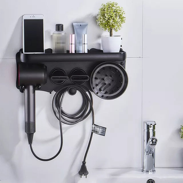 Wall-Mounted Hairdryer Storage Shelf