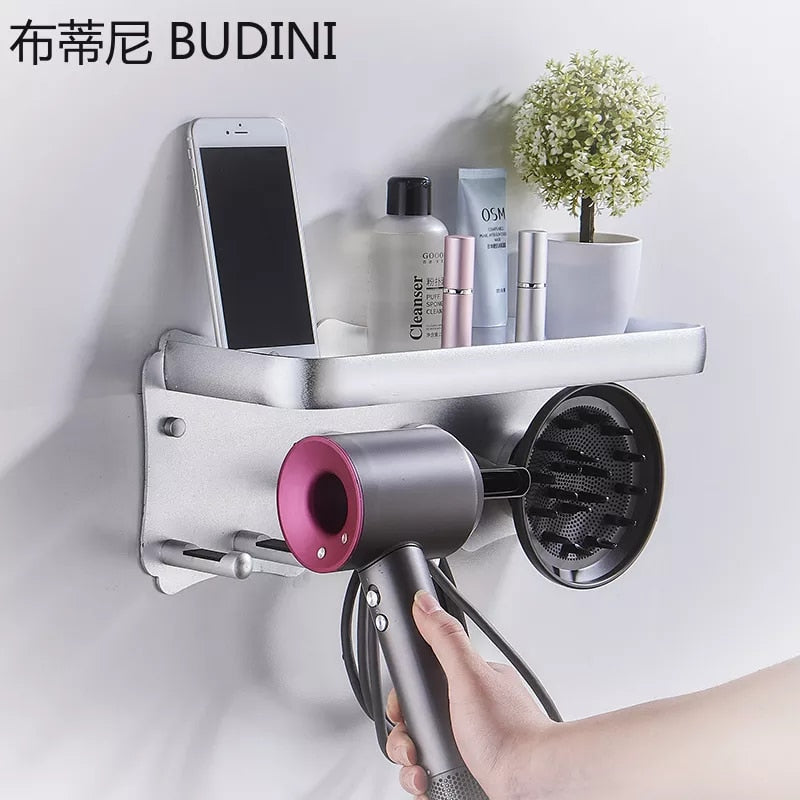 Wall-Mounted Hairdryer Storage Shelf