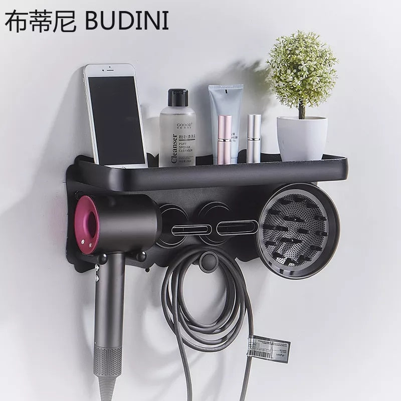 Wall-Mounted Hairdryer Storage Shelf