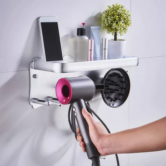 Wall-Mounted Hairdryer Storage Shelf